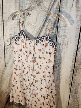 COPPER KEY XS Spaghetti Strap Fully Lined Mini Dress Cream Floral Boho Festival